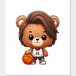 Cute Bear Who Loves Basketball Kawaii Posters and Art